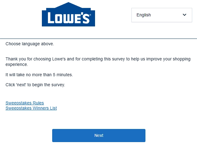 Access the official lowe's survey website